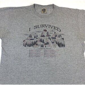 Vintage Rocky Mountain Colorado 10K Pass Checklist 1991 Gray T Shirt Size XL